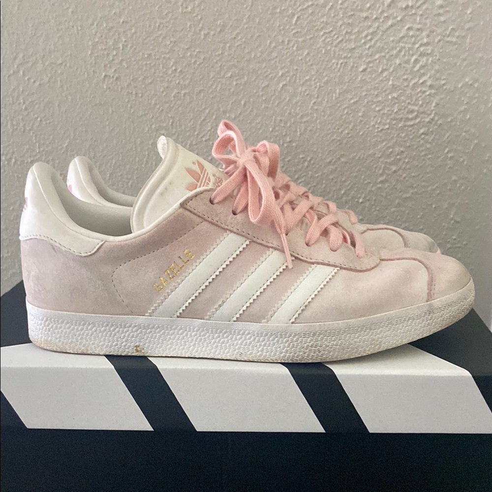 Adidas Pink and White Gazelle Sneakers